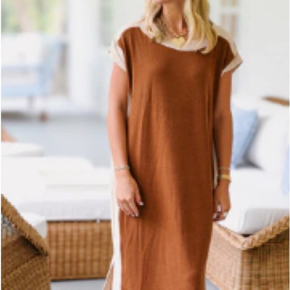 Entro Brown and Cream Maxi Dress